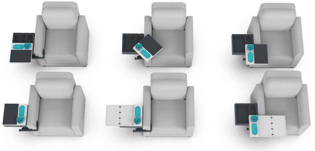 La Tablette Française - une nouvelle tablette ultra-fonctionnelle confortable pour accoudoirs de fauteuils ou canapés. Pour faciliter la vie des seniors, pour personnes en situation de handicap ou en convalescence ou pour le télétravail.
